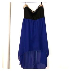 High Low Blue and Black Dress